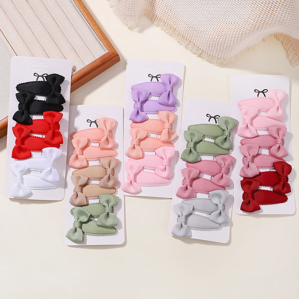 6Pcs Bow Flowers Hair Clip Girl Cute Hair Bands Kids Baby Hair Accessories Handmade Cloth Headwear Hairpins Barrettes Headdress