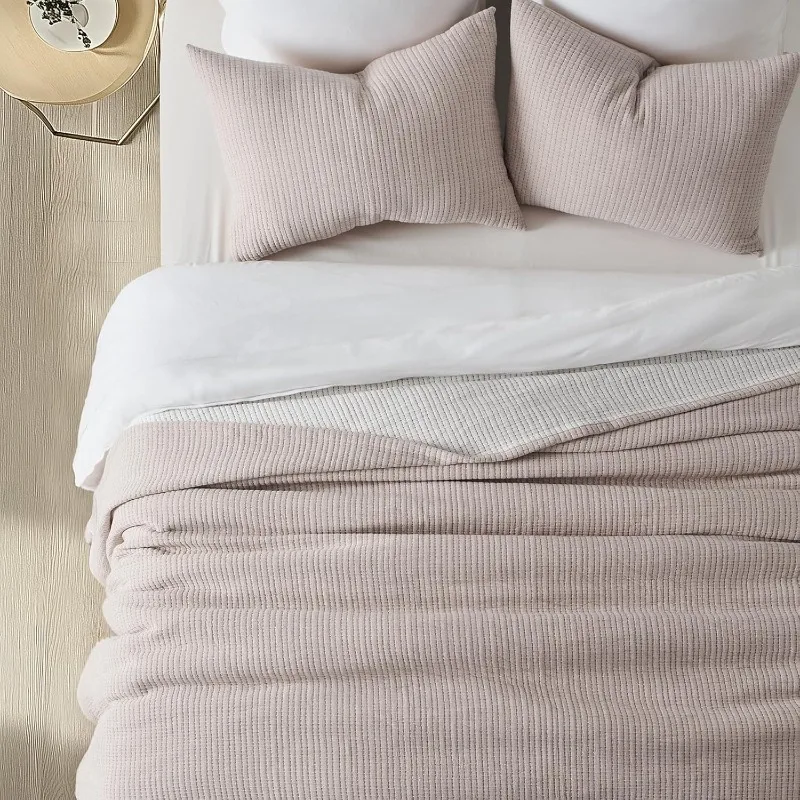مفرش سرير من القطن الشاش، غطاء Matelassé فائق النعومة ومغسول مسبقًا، طقم سرير لحاف كينج كبير الحجم خفيف الوزن f