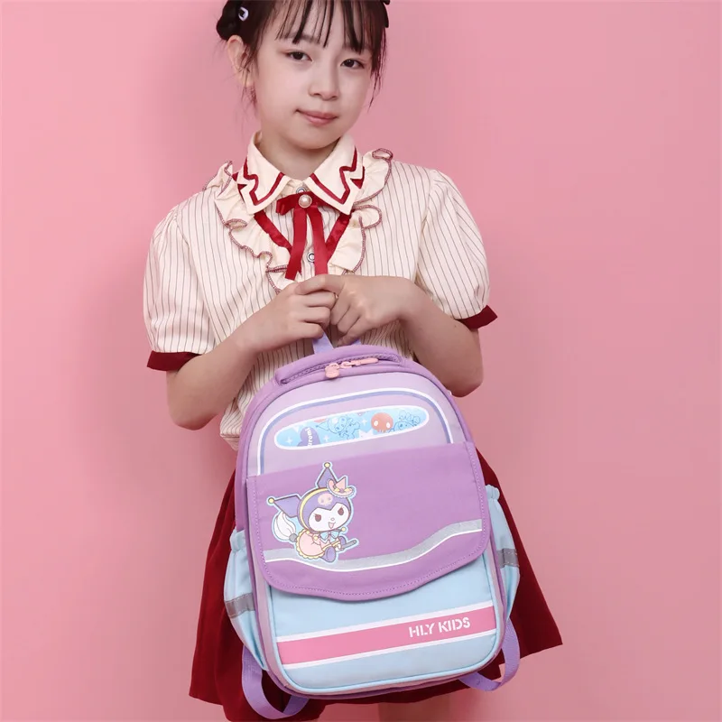 Sanrio Kulomi's new fashion cartoon cute student schoolbag women's lightweight burden reduction contrasting color men's backpack