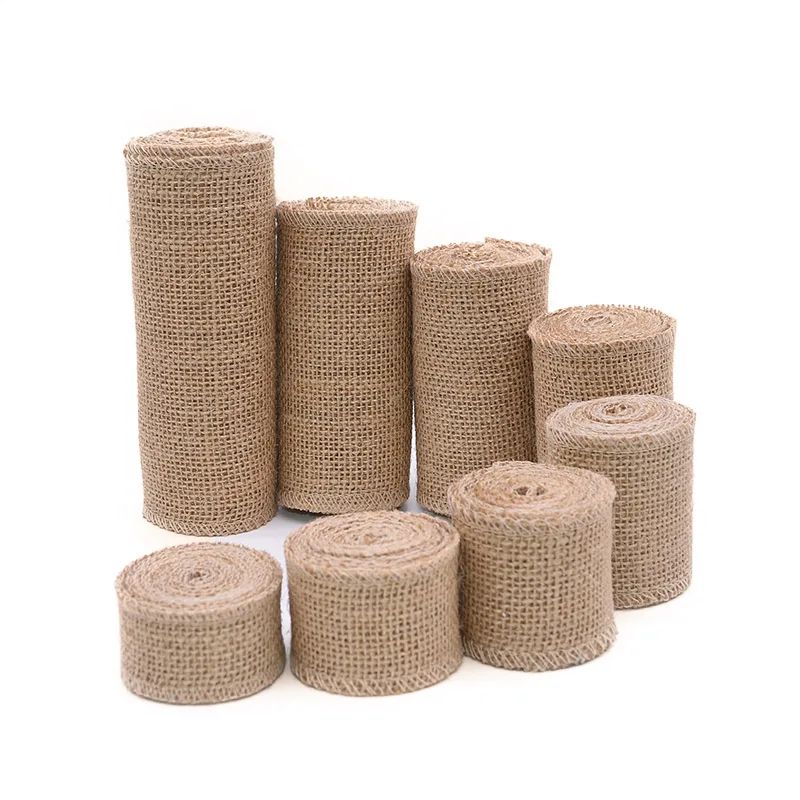 2 m/Rolle, 3–30 cm, natürliches Jute-Sackleinenband, rustikales Hessisches DIY-Handwerk, Hanfmaterial für Hochzeitsdekoration, Weihnachtsgeschenkverpackungsgürtel