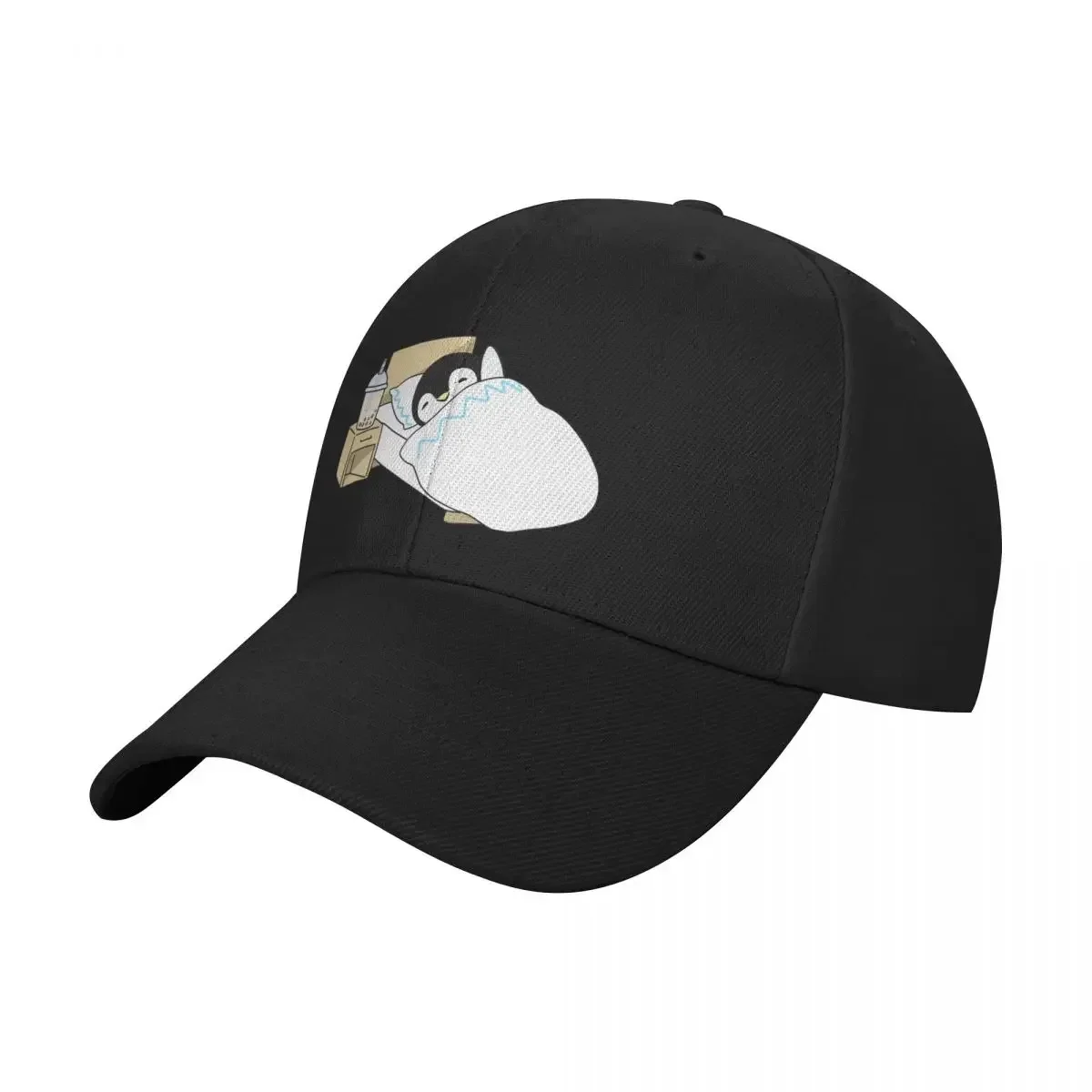 Little Penguin Chilling in Bed with some Boba! Baseball Cap fishing hat western Hat fashionable Men Women's