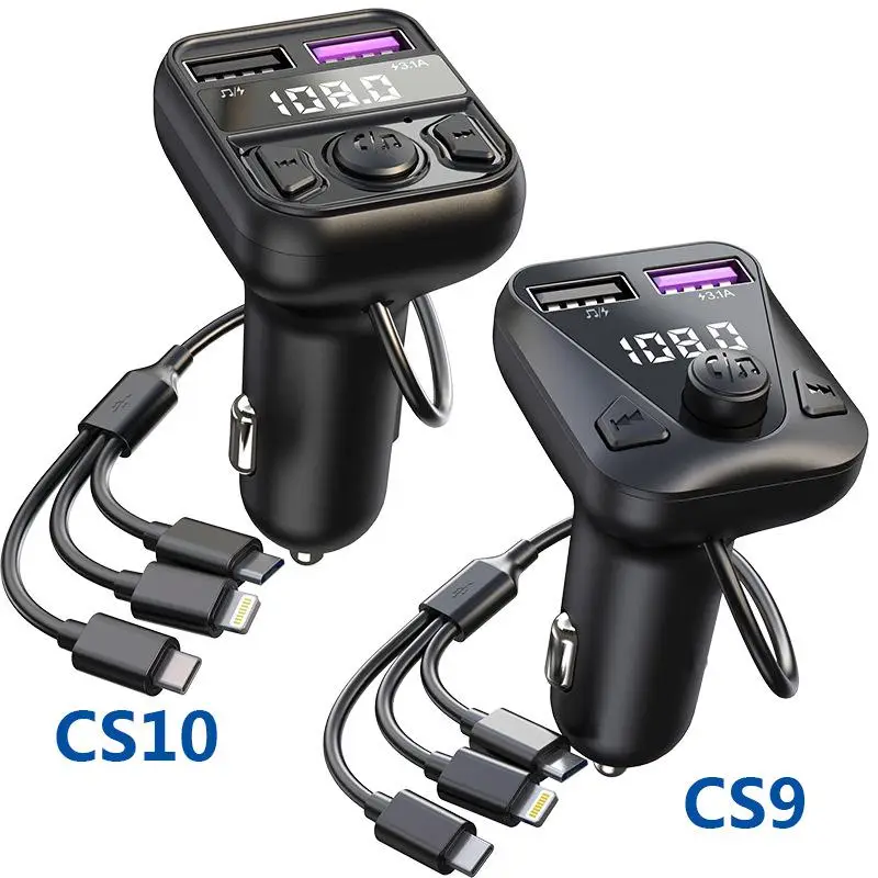 

CS9/CS10 Car Mp3 Bluetooth Player Hands-free Call Fm Transmitter Lossless Sound Quality U Disk Car Charger for iPhone Samsung