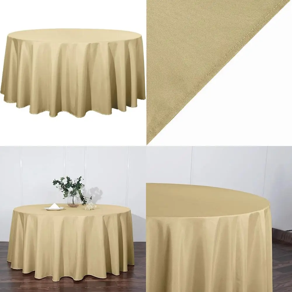 

Champagne Round Polyester Tablecloths 120 Inch - 6 Pack for Weddings, Parties, and Banquets - Elegant Fabric Linens