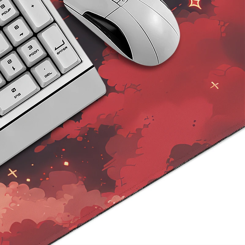 Mouse Pad Crescent Moon Red Clouds Gamer printon demand New Large Home Mousepad XXL Desk Mats Office Non-Slip Desktop Mouse Pad