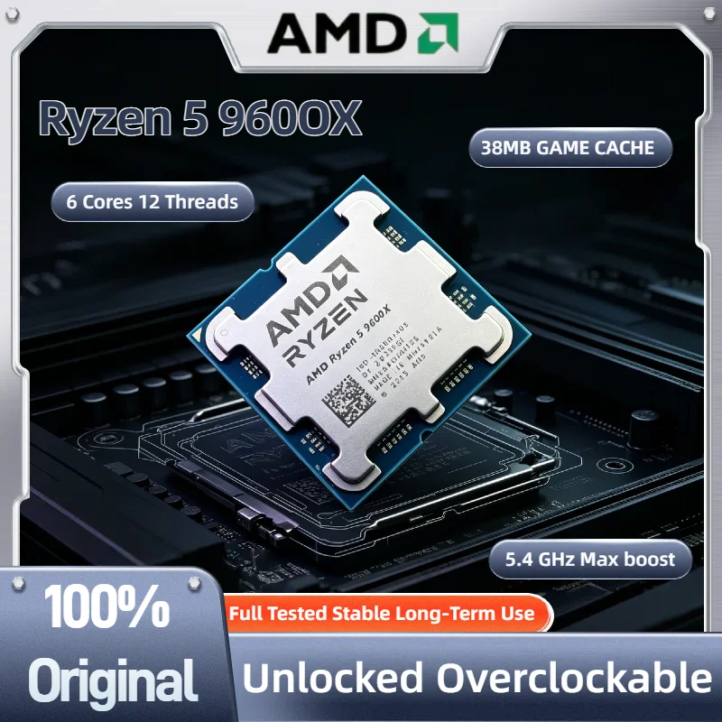 

AMD Ryzen 5 9600X 6-Core 12-Thread 5.4GHz L3=32M DDR5 4NM Processor NEW 65W Socket AM5 for Enthusiast Build