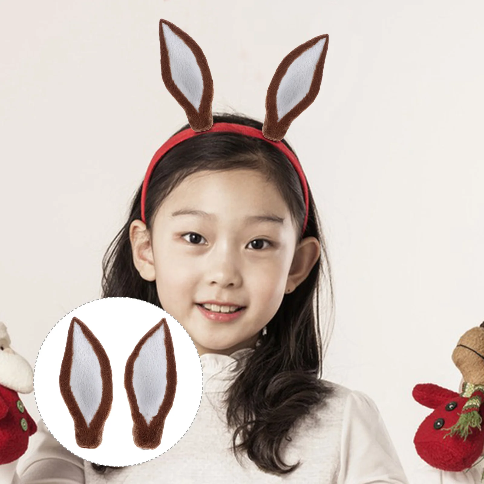 

2Pcs Deer Ears DIY Christmas Elk Ear Headband Hair Ornament Realistic Design for Party Decor Artificial Deer Ear