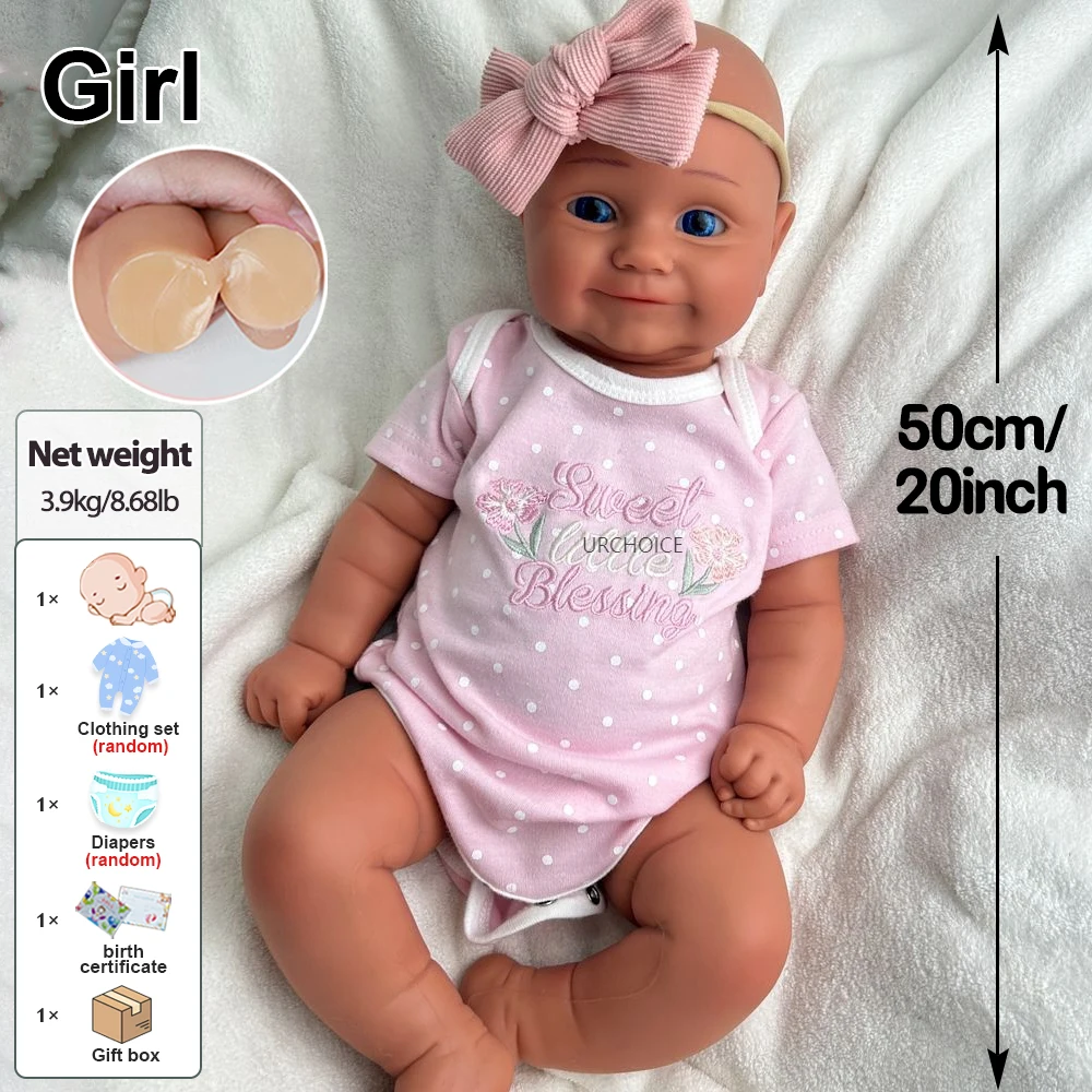 20 inch baby meisje Maddie 3D huid siliconen reborn pop zacht gemakkelijk schoon te maken pasgeboren pop voor aandenken kinderen speelgoed