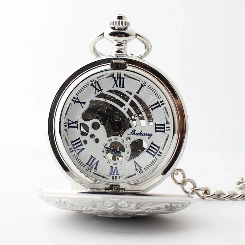 vintage Engraving Pocket Watches Mechanical Automatic Flap Steampunk Chain Necklace Pendant Best Gifts amante relógios