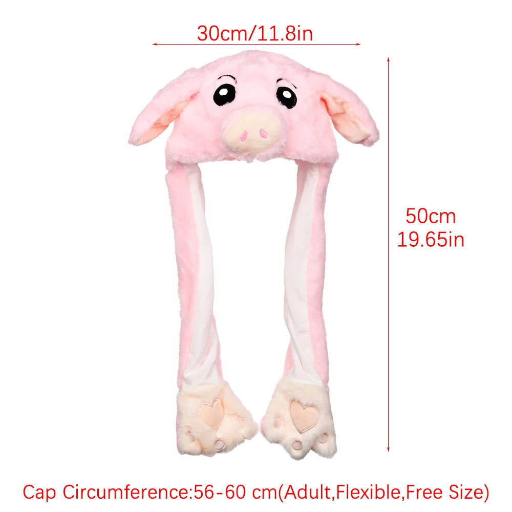 Women Girls Soft Warm Moving Jumping Rabbit Pinch Airbag Animals Ear Hat Funny Cap Plush