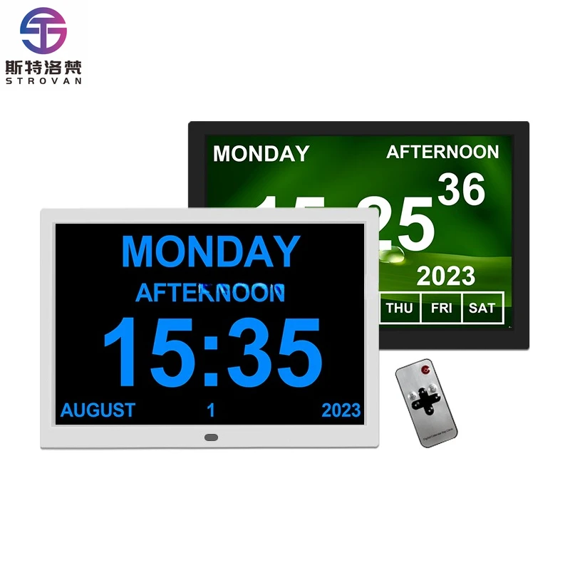 15 التقويم الرقمي ساعة تنبيه كبيرة التناظرية التلقائي يعتم ساعة تاريخ اليوم الزهايمر الخرف فقدان الذاكرة الرؤية المؤعفة