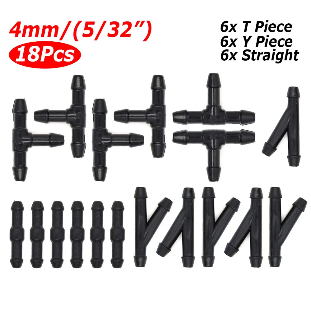 

18pcs Universal Car T Y Straight 3 Way Connector Car Wiper Nozzle Hose Car Wiper Joiner Hose Pipe Auto Exterior Accessories