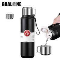 Portable Insulated Water Bottle Large Capacity Stainless Steel Thermos Vacuum Flask Insulated Tumbler with Rope 800/1000/1500ml