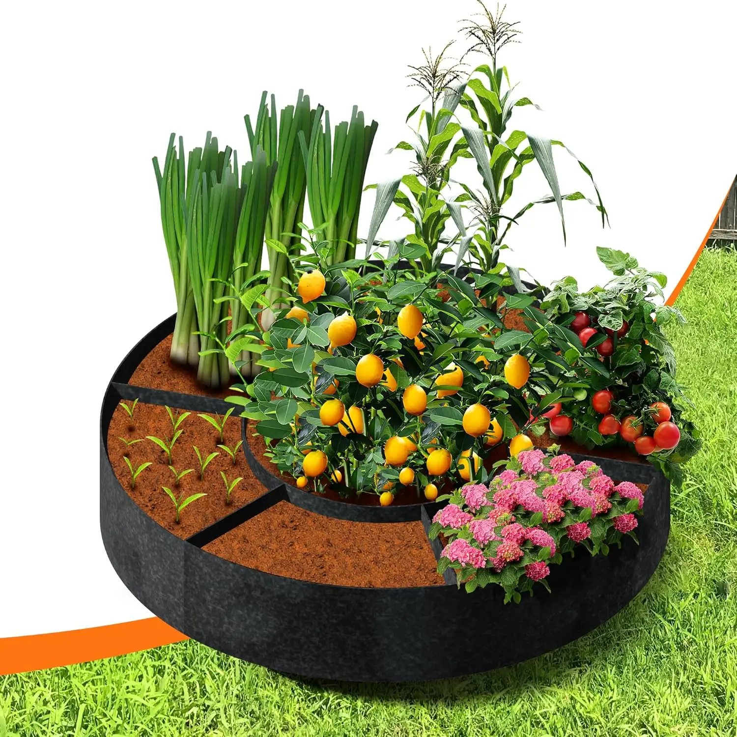 

Партикулярные грядки-клумбы из ткани 5x1 фут (1.5x0.3 м) для садоводства, дышащие и прочные, для выращивания картофеля, цветов, трав, круглые.