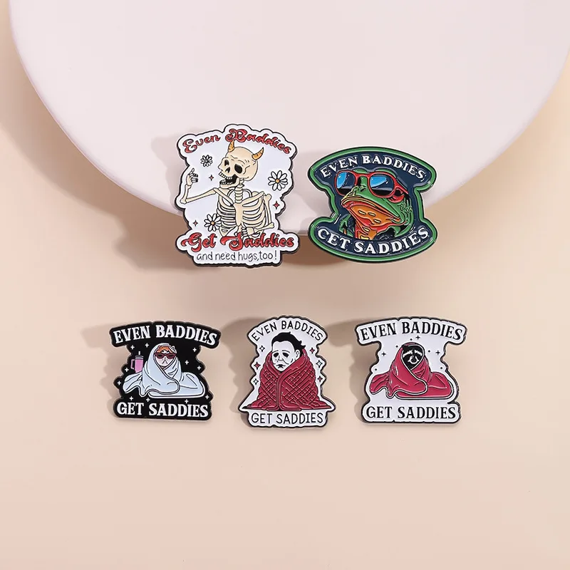 

Anti Social Quotes Depression Enamel Brooch Even Baddies Get Saddies Mental Health Lapel Pin Badge Jewelry Gift For Kid Friend