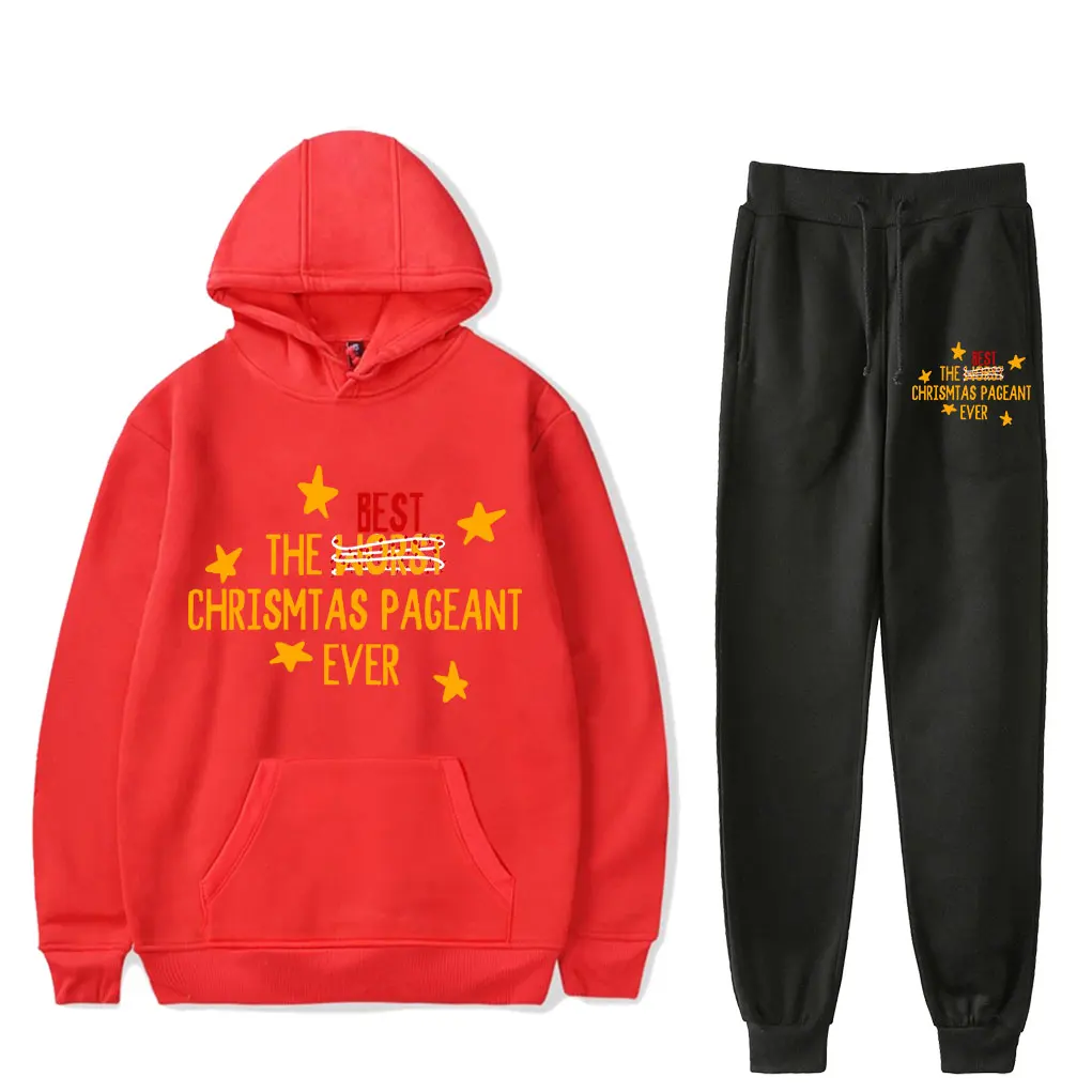 The Best Christmas Pageant Ever  Hooded Christian Style  Hoodies Suits Drawstring  Sweatshirt Men/women Strap Sports Pants