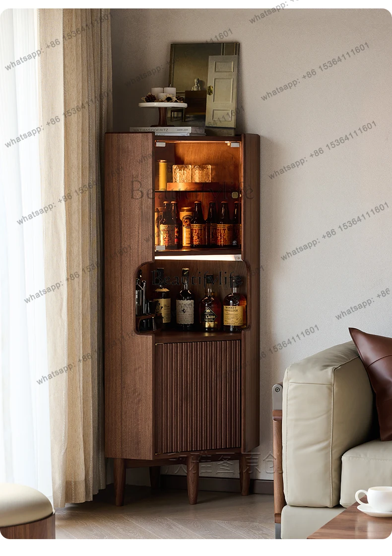 

56North America Black Walnut Corner Shelf Living Room Corner Pure Solid Wood Cabinet