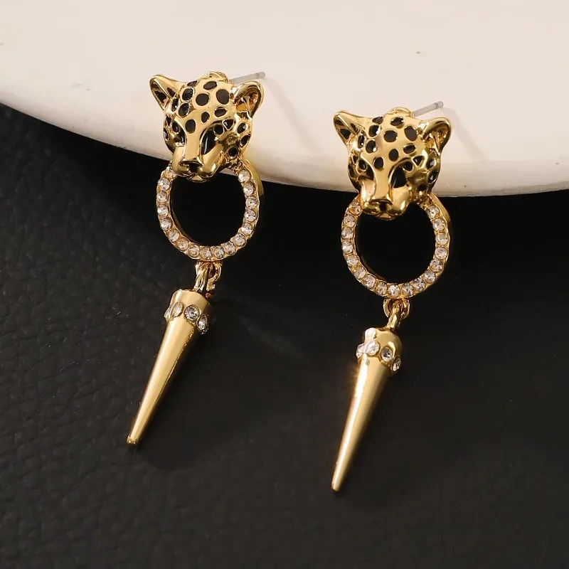 Luxury Quality Jewelry Cheetah Leopard Pattern Pendant Earrings Trendy Personalized Women\'s Party Fashion Jewelry Accessories