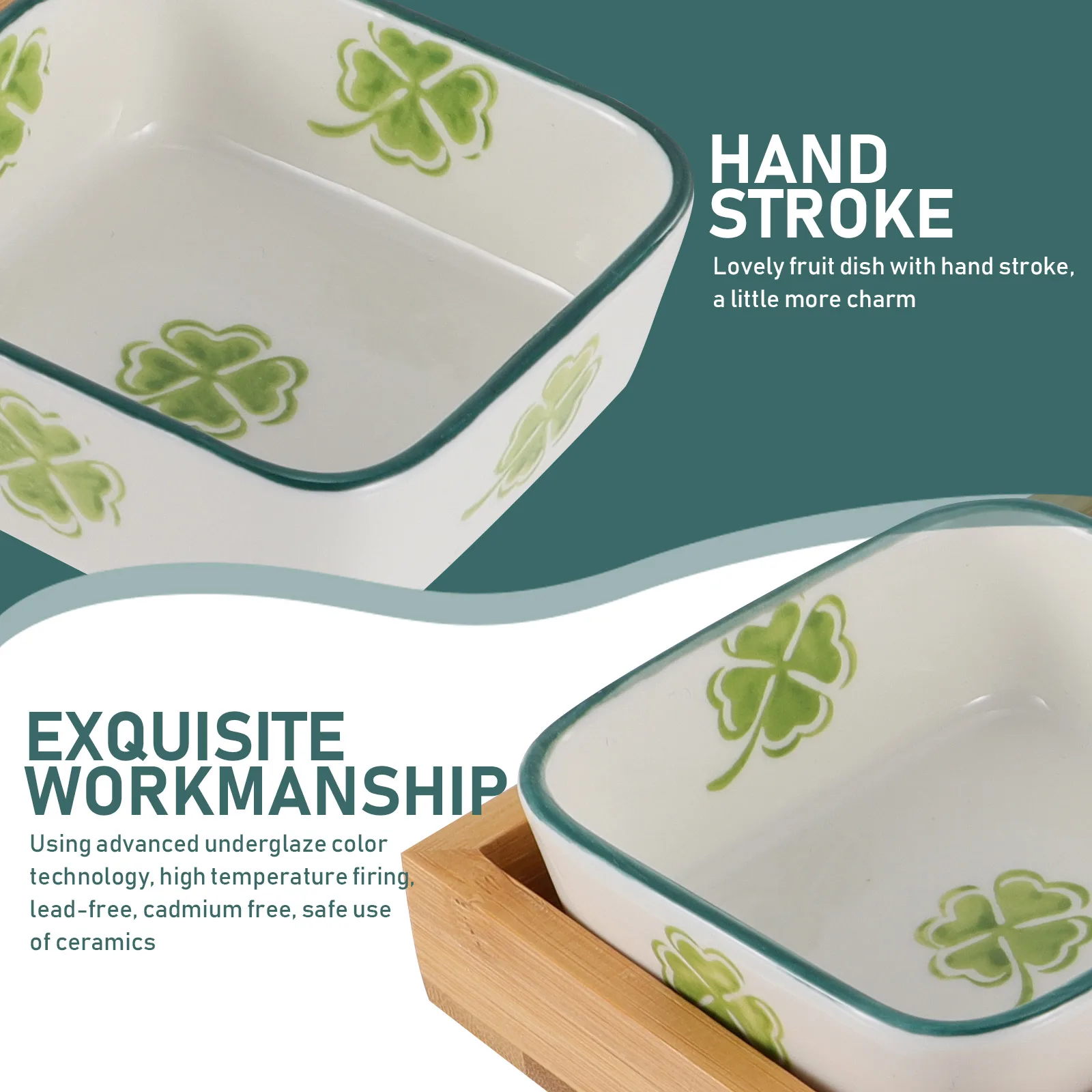 

Divided Fruit Tray Ceramic Plates Wood Holder for Snacks Nuts Candies Mini Cake Pans High Quality Decorative Bowls