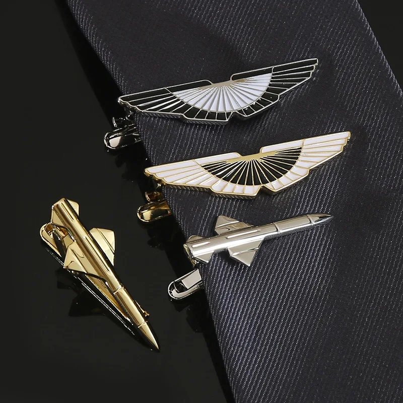 Men\'s Business Tie Clip High Quality Enamel  Aircraft Modeling Chinese Fan Design Shirt Accessories