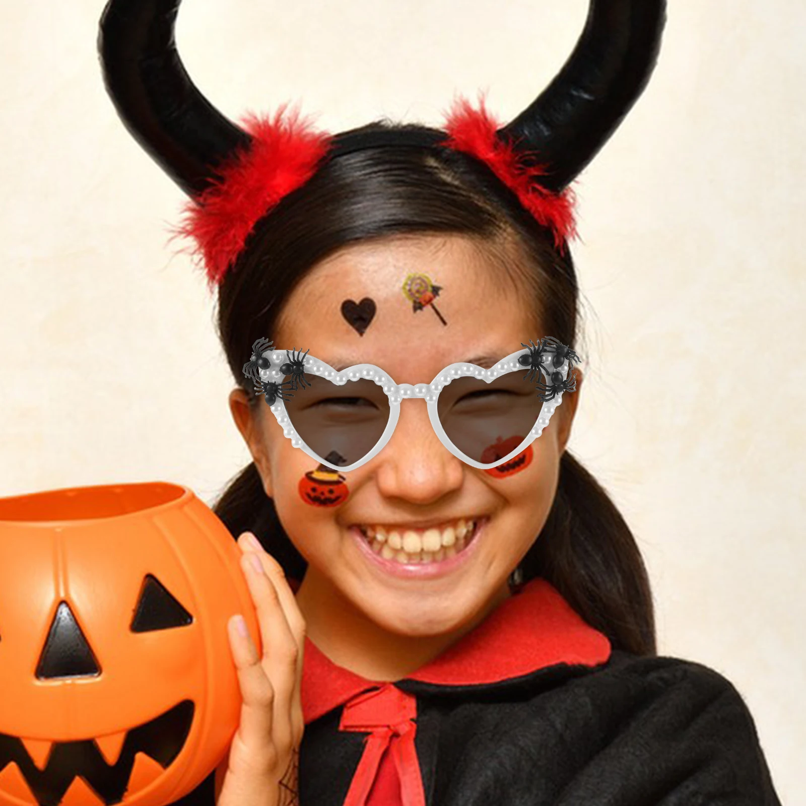 

1pc Spider Heart Sunglasses Halloween Party Glasses Unique Eyewear Costume Props Rave Masquerade Cosplay Decorative Glasses