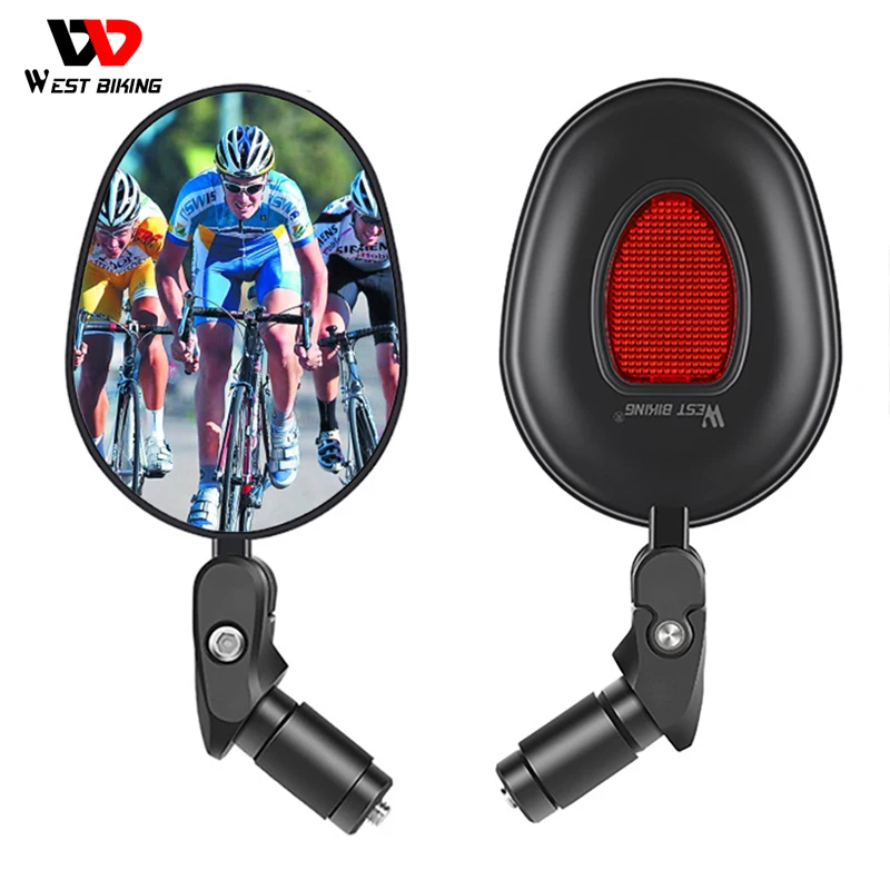 WEST BIKING Road Mountain Bike Mirror HD Bicycle RearView Mirror 360° Adjustable Handlebar Looking Glass Scooter MTB Accessories