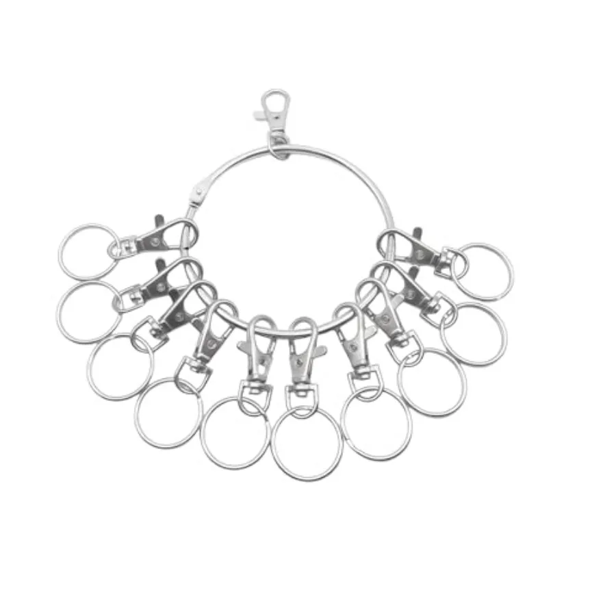 

1 Set Silver Portable Metal Key Ring Organizer Holder with 10 Pcs Swivel Clasps Key Rings Keychain Hooks for Office School Jani