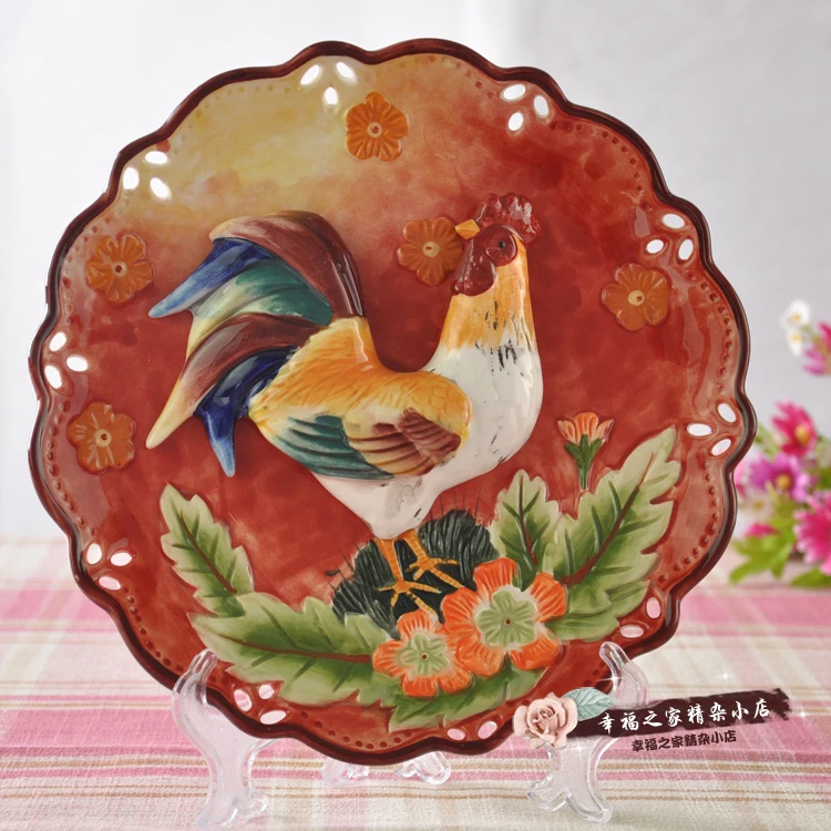 

Золотой петух в американском сельском стиле Весенняя Декоративная Тарелка фарфоровая подвесная тарелка домашняя мебель свадебный подарок