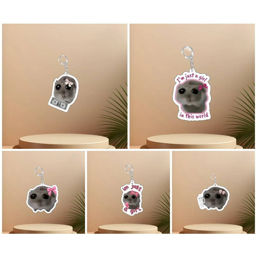 

Diy Creative Cartoons Pet Cute Hamster Acrylic Keychain Backpack Pendant Girl Mobile Phone Accessories Friend's Holiday Gifts