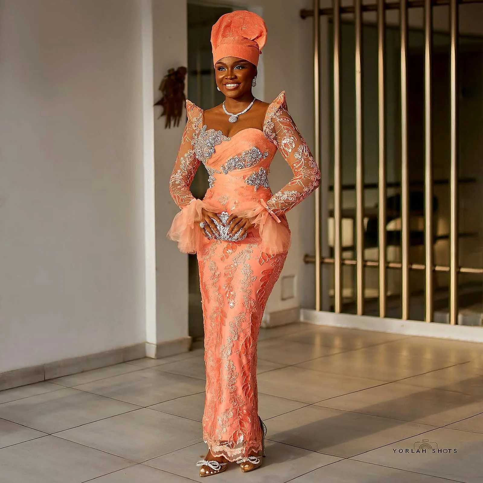 Nigerian Pretty Lace Birthday Dress Luxury Beaded Crystals African Traditional Wedding Bride Dress Aso Ebi Prom Party Dresses