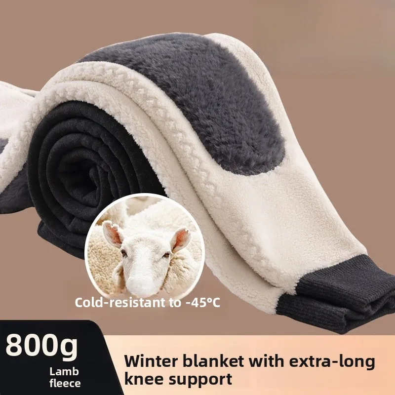 Men's Thickened High-Waist Fleece-Lined Winter Thermal Pants Deep-Crotch Elastic Large Size Cotton Trousers Knee-Pad Protection