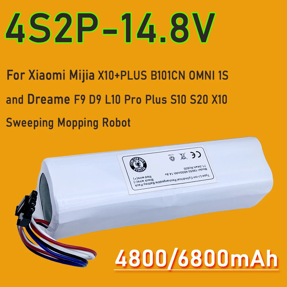 

14.8V 4800mAh For Xiaomi Mijia X10+PLUS B101CN OMNI 1S and Dreame F9 D9 L10 Pro Plus S10 S20 X10 Sweeping Mopping Robot Battery