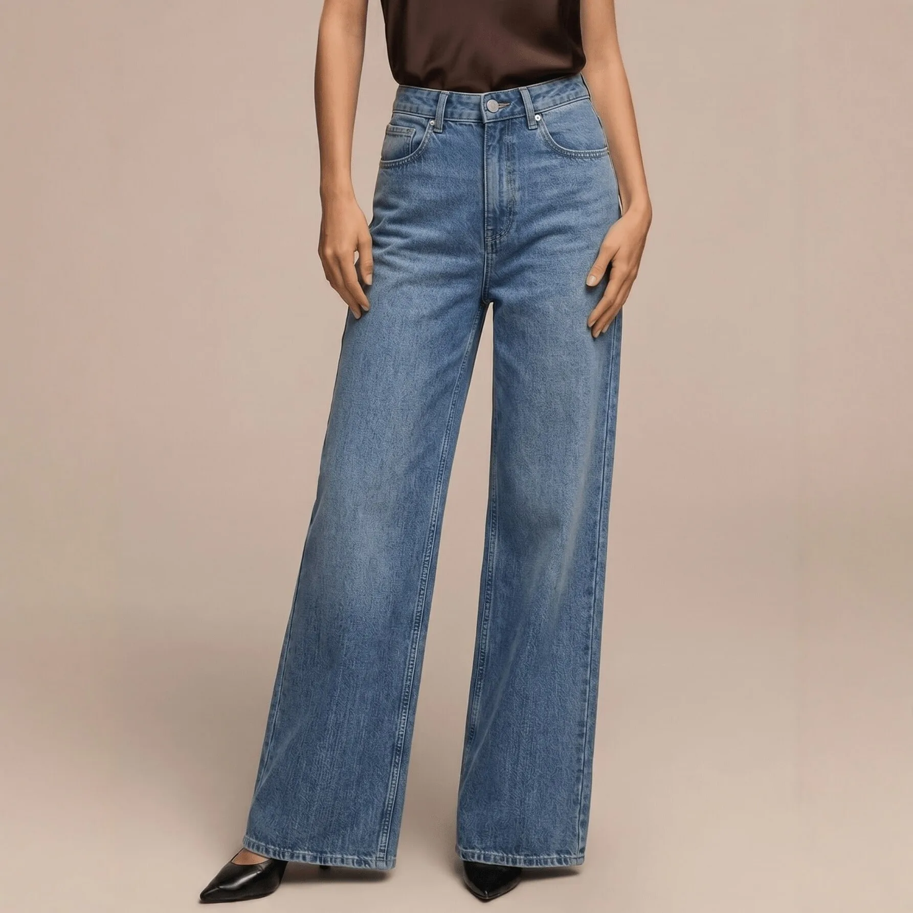 Women's Jeans high Waist  Loose Floor Length Wide Leg Jeans All-match Vintage Casual Daily Vacation Commuting Y2k Streetwear