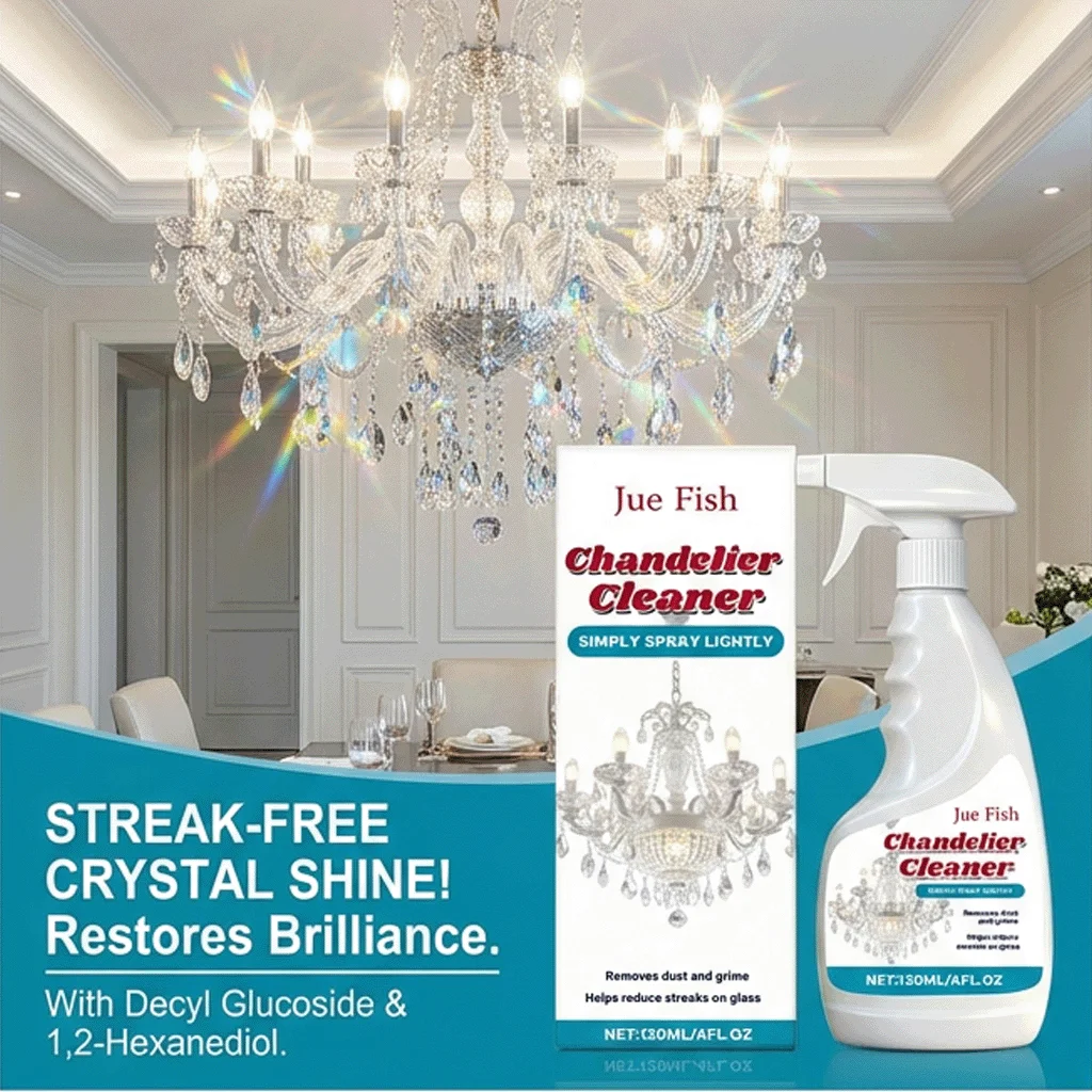 Chandelier Cleaner Spray Streak Free Crystal Light Fixture Cleaning Glass Dust Oil Remover Gentle Ceiling Lamp Care 120ml