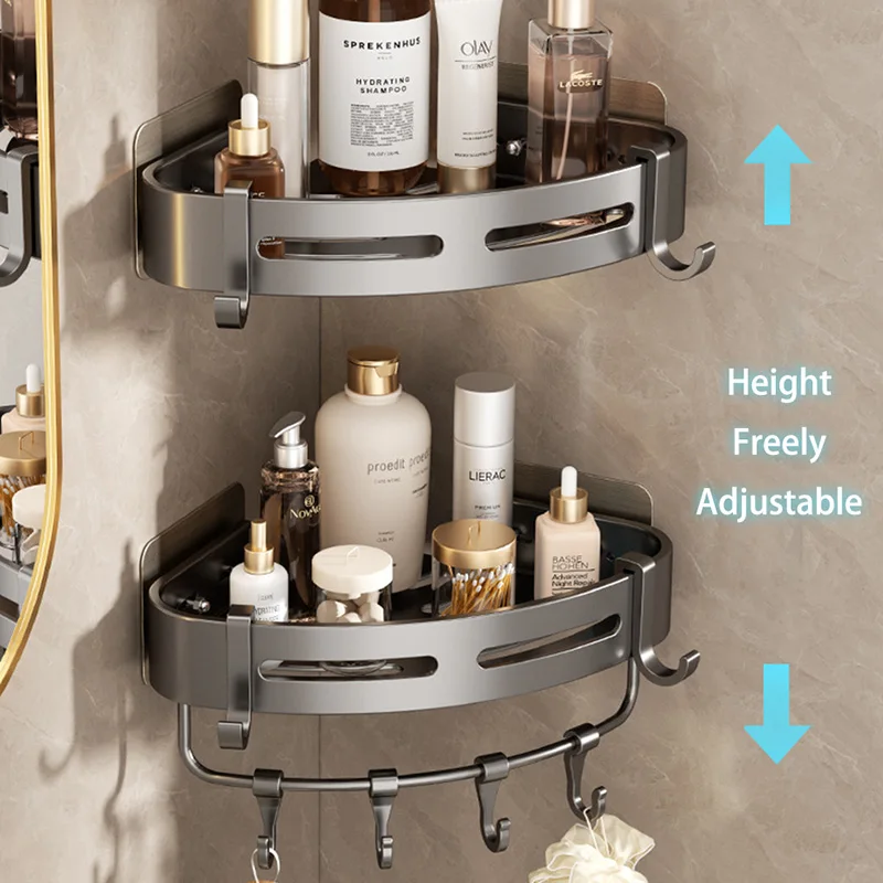 Adhensive Bathroom Shampoo Holder Shower Caddy Shelves Storage Organizer No Drill Shelf Corner Towel Holder Shelves For Bathroom