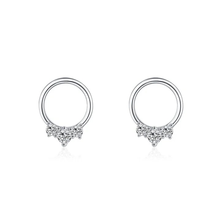 

S925 Sterling Silver Zircon Women Trendy Earrings Studs for Wedding Party Anniversary Gift