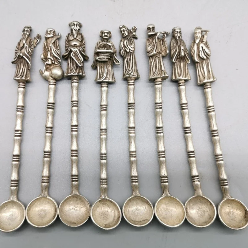 

Antique Copperware Collection Eight Immortals Copper Spoon Antique Chinese Medicine Spoon Each with Its Own Skill Eight Pieces O