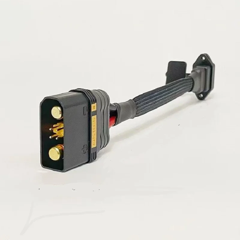 QS10 Male Female QS10P-L  to IEC C14 3-Pin Panel Mount Charging Adapter Cable 20cm 8AWG Anti-Spark for E-bike Lithium Battery