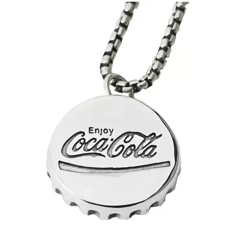 European and American Twisted Coke Bottle Cap Pendant Male and Female Personality Necklace Ins Style Punk Hip Hop Trend Gift