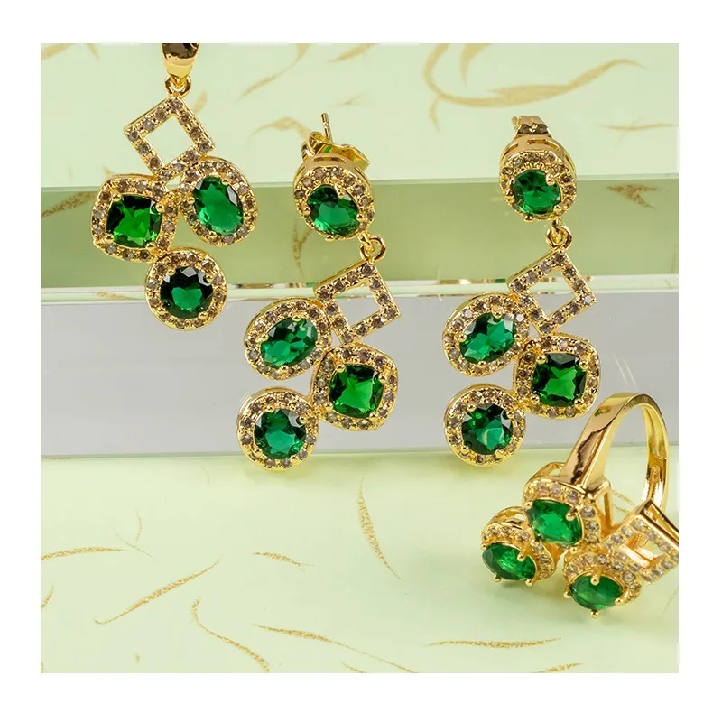

Jewelry Women's Necklace Earrings Ring Jewelry Set Women's Premium Three-piece Set Zircon Inlay