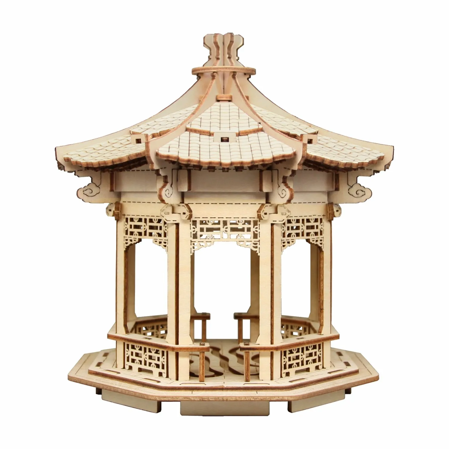 Yuanmu Liubei Pavilion Architectural Luban Lock Wooden Tenon And Mortise Assembly Model Parent-Child Educational Toys DIY Handma