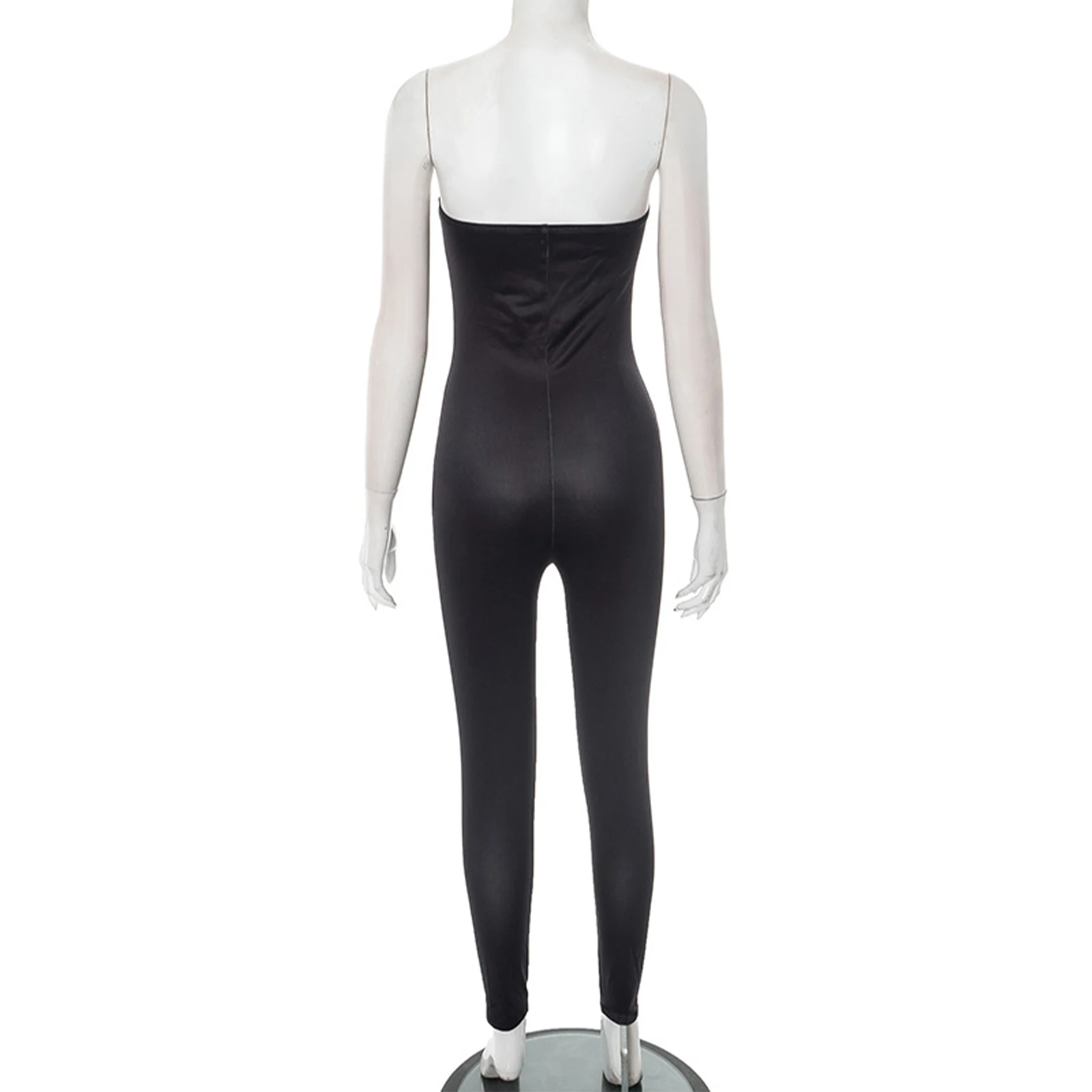 여성 섹시 그라데이션 스트라이프 프린트 롬퍼 점프수트 스트랩리스 백 지퍼 튜브탑 슬림 레깅스 원피스 클럽웨어 레이브 파티