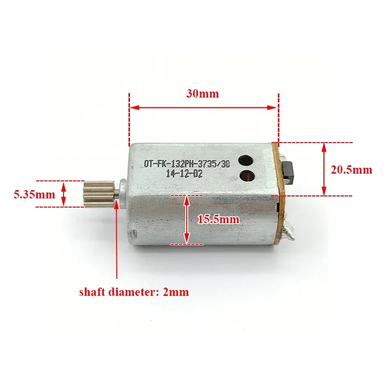 FK-132PH-3735 Mini FK-132 Carbon Brush Motor DC 3.7V 17000RPM High Speed Micro 20mm Electric Motor 9T Gear DIY Aircraft RC Drone