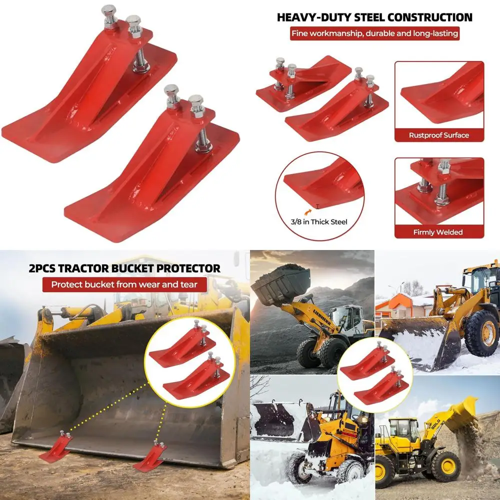 

Pair of 4.5 Bucket Edge Protectors with Double Lock Nuts and Bolts for Tractor, Anti-Skid and Leaf Removal, Gravel Spreading Att