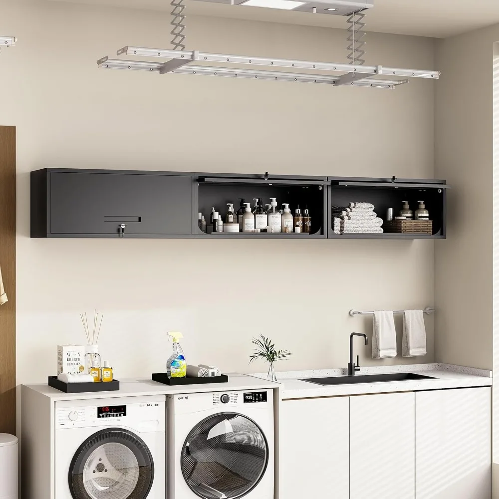 Lockable Flip-Up Door Metal Garage Wall Cabinet - 13.7 Tall Storage Cabinet for Secure Tool Organization