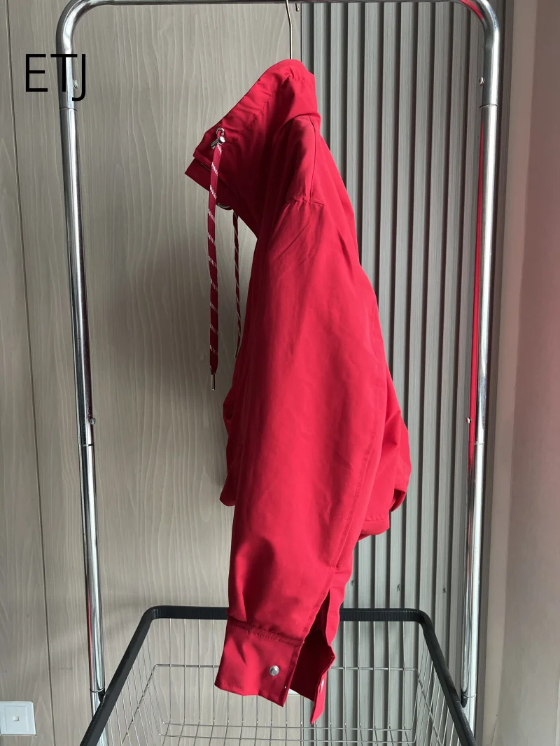 ETJ 2026 Damen Polyester Gefütterte Jacke mit Stehkragen, Kordelzug an der Taille, Oversize Pufferjacke, Kurze Windjacke – Detail 11