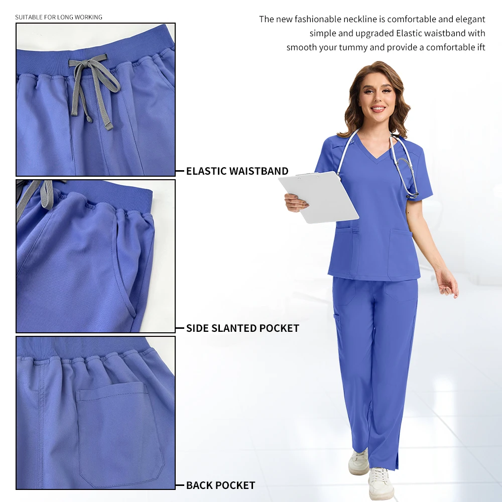 Vêtements de travail vétérinaires pour toilettage d'animaux de compagnie, uniformes de soins infirmiers médicaux pour dentiste, vêtements de travail chirurgicaux pour hommes, ensemble de gommage d'infirmière d'anesthésiste