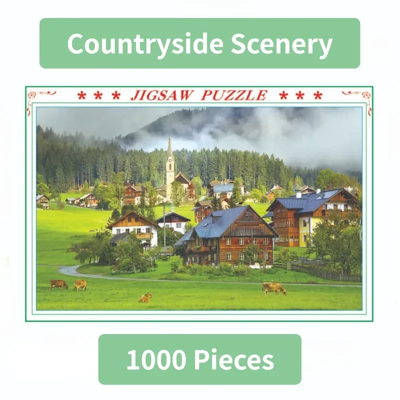 75*50cm Puzzle di carta per adulti 1000 pezzi scenario di campagna sollievo dallo Stress per adulti intrattenimento educativo per bambini natale