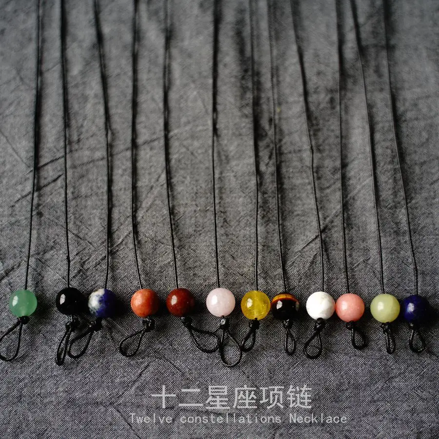 The Zodiac Necklace Contracted Students Natural Stone Clavicle Chain Necklace  Natural Stone Beads Accessories #YXX01