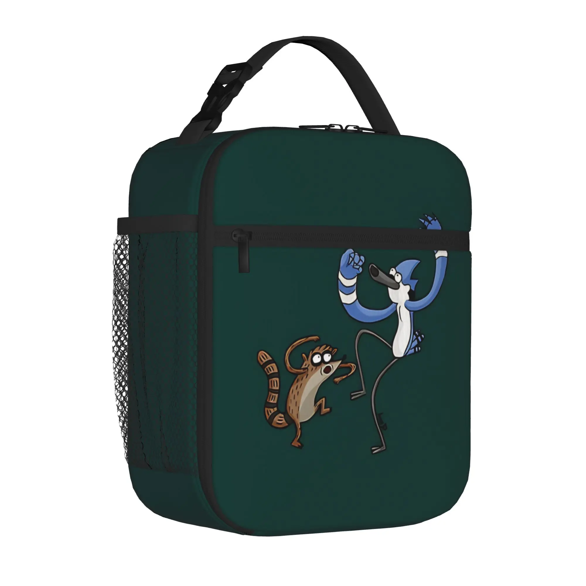 1 Piece Portable Lunch Container cute raccoon  Zipper Closure Durable Pocket R-Regular show For Lunch Box Bag