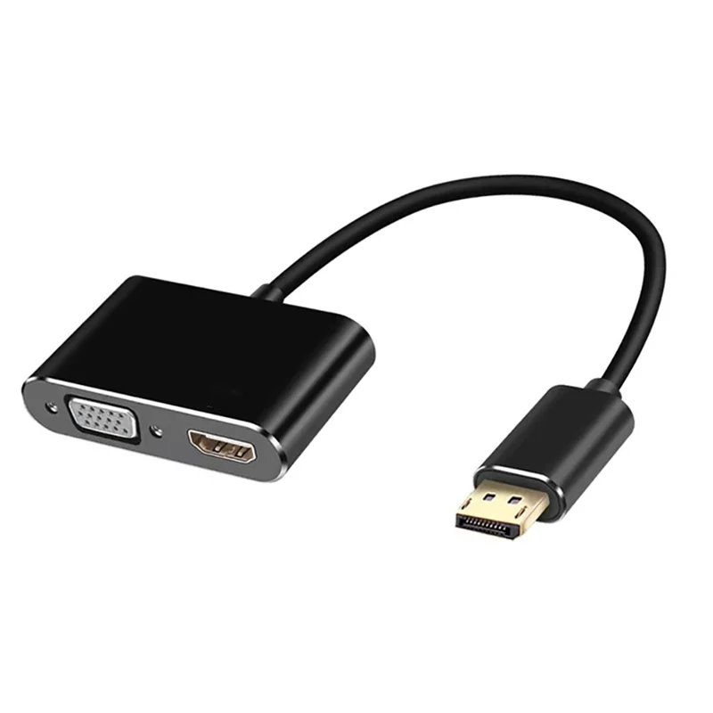 Displayport から VGA + HDTV コンバータコンピュータモニターアダプタケーブル DP ドッキングステーションデュアルスクリーンディスプレイコンバータ付き